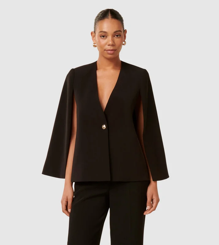 فورايفر نيو LARA Solid Cape Sleeves Blazer